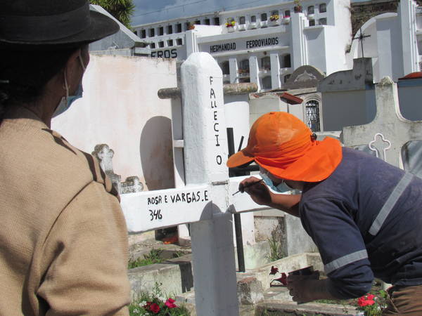 Varias Familias arreglan tumbas