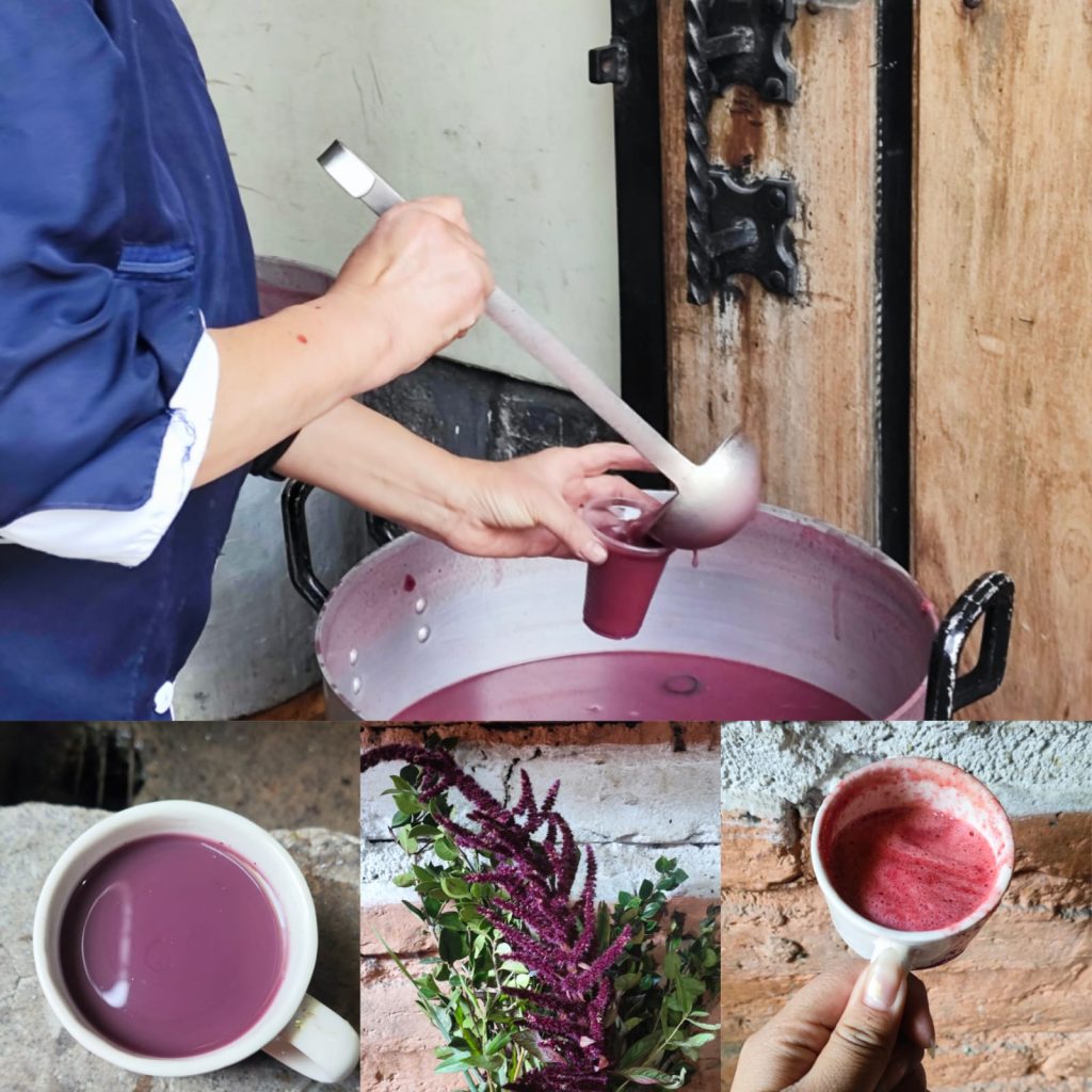 Desde las hierbas aromáticas, hasta las frutas y el maíz negro son los que intentan simular a la sangre que antes bebían nuestros antepasados. Finados: morado es el efecto del paso del tiempo, que es tradición.