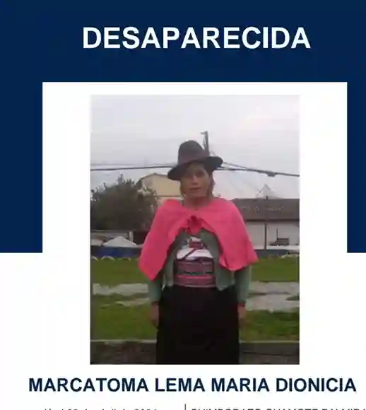 Desapareció el 8 de abril de 2024, en la parroquia Palmira, cantón Guamote, Chimborazo