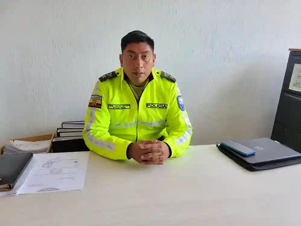 Teniente Stalin Paúl Yasaca, jefe de la Coordinación Policía Comunitaria (Polco) de la Subzona “Chimborazo N°6”