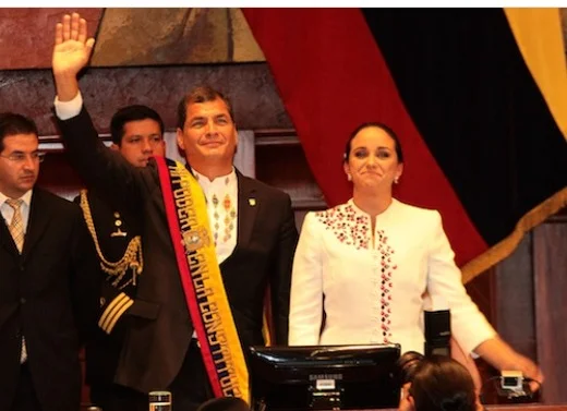 Rafael Correa, durante la posesión de su segundo mandato.