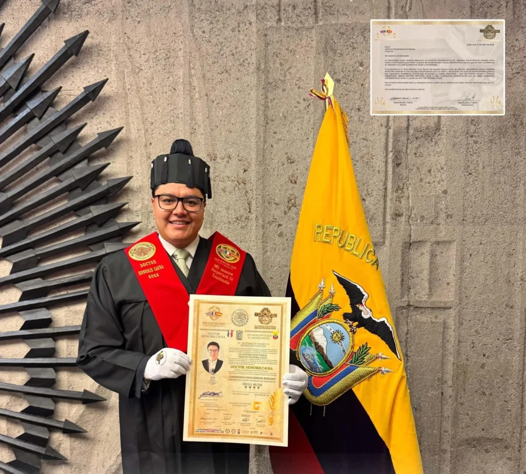 Reconocen a Jefferson Morocho con título honorífico internacional